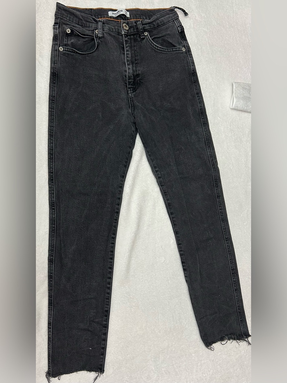 Pull&Bear size 4 High Waisted Cyber Grunge Faded Black Washed Mom Jeans